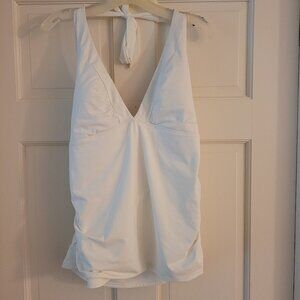 NWOT Athleta White Tankini Swim Top, Size Large